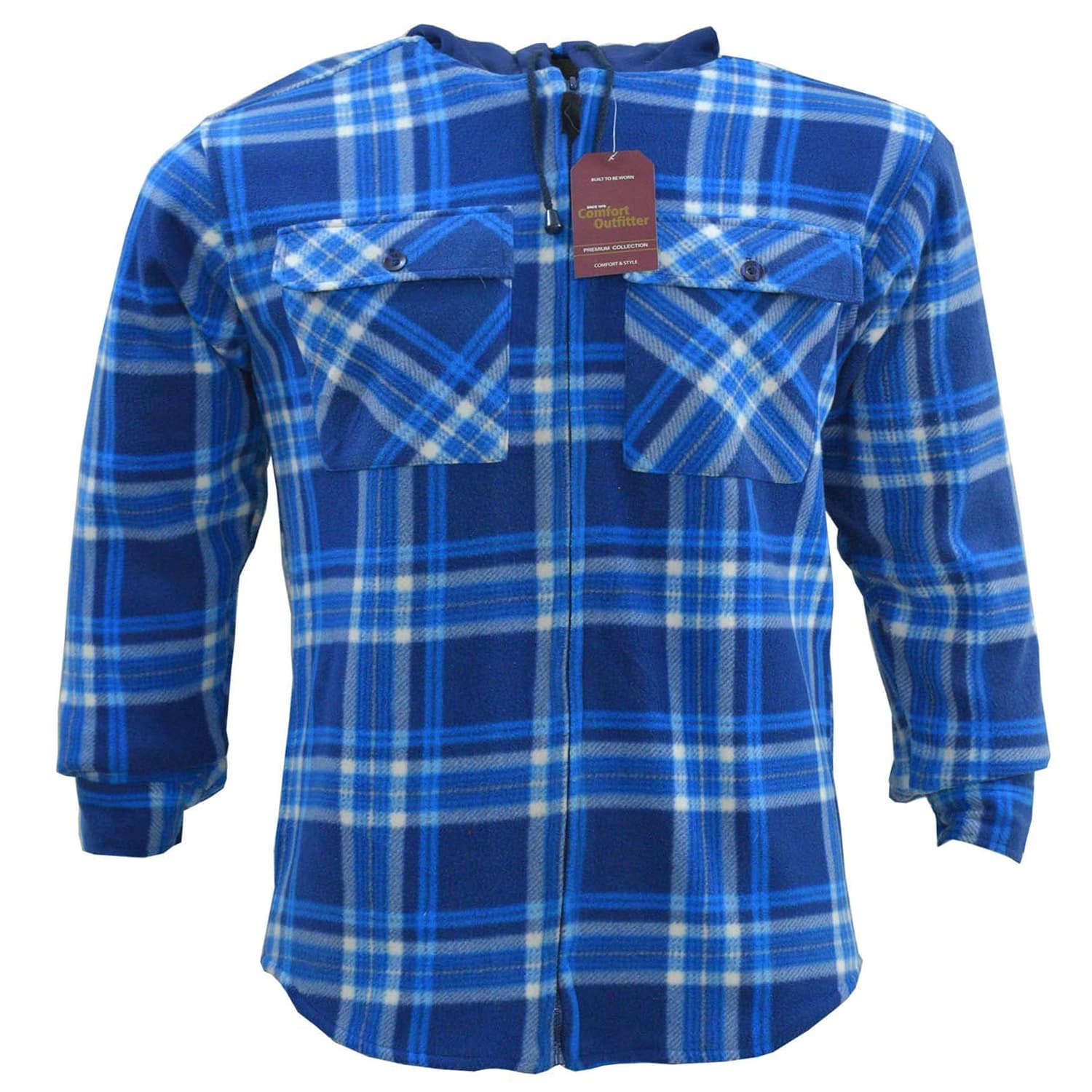 Mens Flannel Sherpa Lined Hooded Jacket Apparel Zone