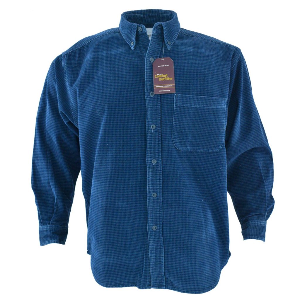 Mens Long Sleeve Solid Dyed Corduroy Shirt