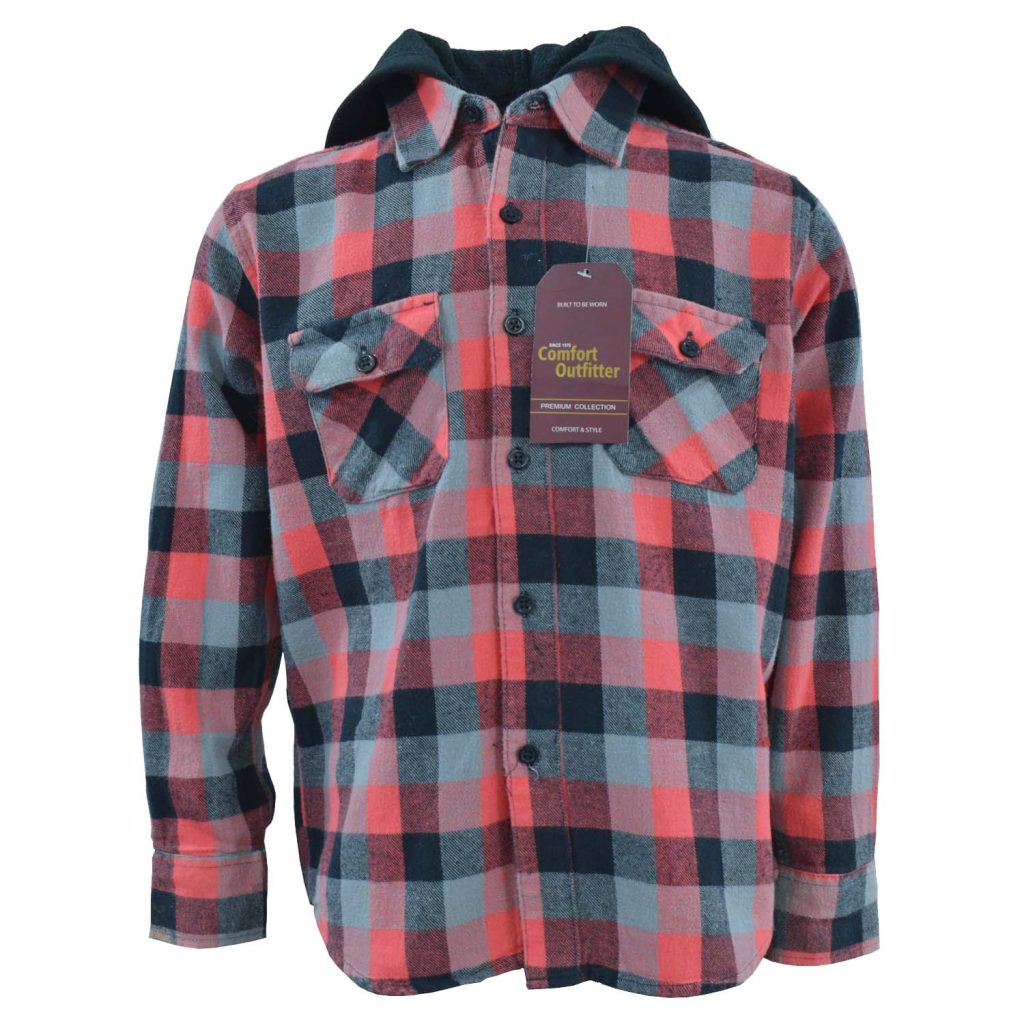 Boys Flannel Hooded Shirt