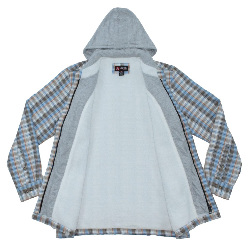 MENS 2PKT FLANNEL SHERPA LINED CHEST WORMER JACKET WITH JERSEY HOOD