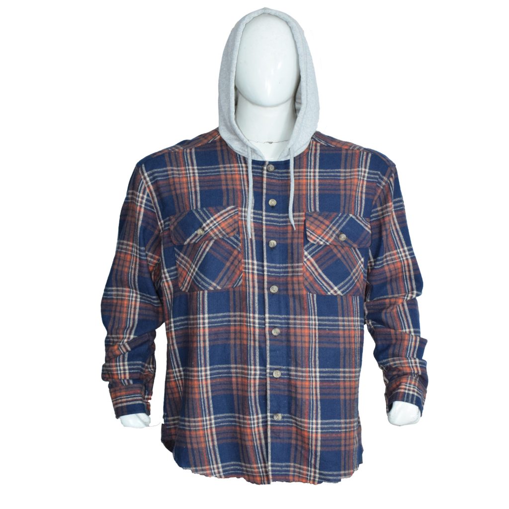 MENS 2PKT BRAWNY HOODED SHIRT