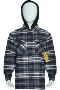 KIDS / BOYS 2PKT FLANNEL WITH PLEATED TERRY ZIPPER CHEST WORMER HOODED JACKET (3605)