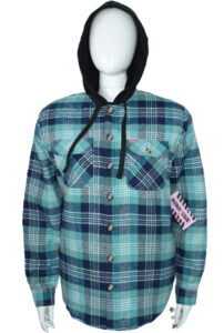 LADIES / PLUS SIZE 2PKT FLANNEL JERSEY HOODED SHIRT (2003)