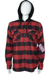 LADIES / PLUS SIZE 2PKT FLANNEL BUFFALO PLAID JERSEY HOODED SHIRT (2004)